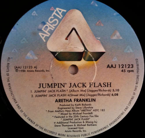 Aretha Franklin - Jumpin` Jack Flash 12` maxi vinyl 45 rpm (VG+/VG)