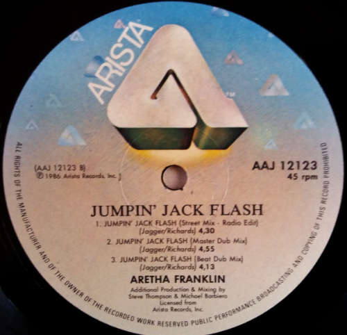 Aretha Franklin - Jumpin` Jack Flash 12` maxi vinyl 45 rpm (VG+/VG)