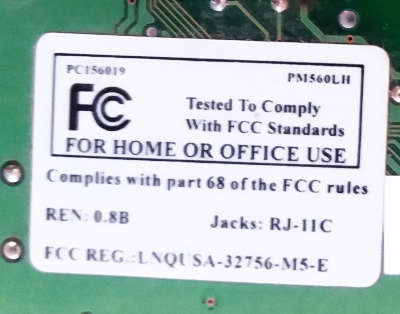 Atech ATS-256 PCI fax modem card - RJ11C jacks