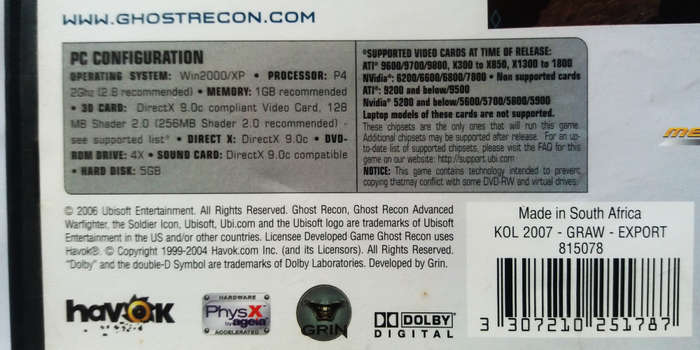 Ghost recon dvanced warfighter 1 & 2 - pc dvds
