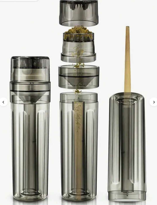Plastic Herb Grinder With Pre-Rolled Cone 4-Layer Grinder Rolling Tube - Black smoking