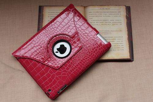 360 Rotating Stand Crocodile Leather Magnetic Smart Case Cover For iPad 2 Peach