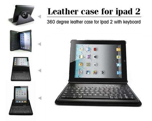 iPad 2 360 Rotating Magnetic Leather Case Smart Cover With Detachable Bluetooth Keyboard