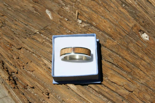 Handmade 925 Sterling silver & Wild Olive wood ring