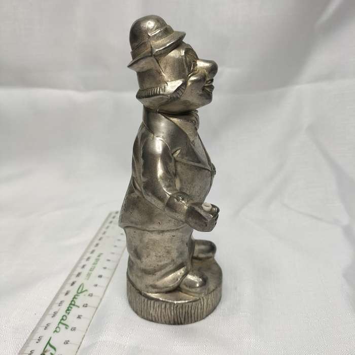 Metal Vintage Penny Piggy Bank Clown Silver Still!!!!