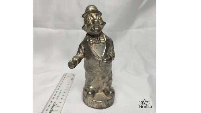 Metal Vintage Penny Piggy Bank Clown Silver Still!!!!