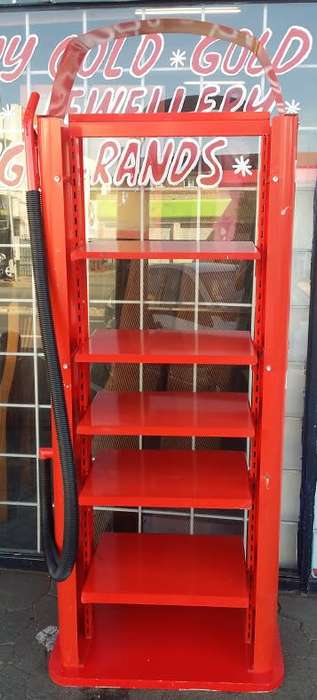 RED METAL  TOOL SHELVE  , ADJUSTABLE SHELVES     /  BUYER MUST COLLECT EDENVALE JHB