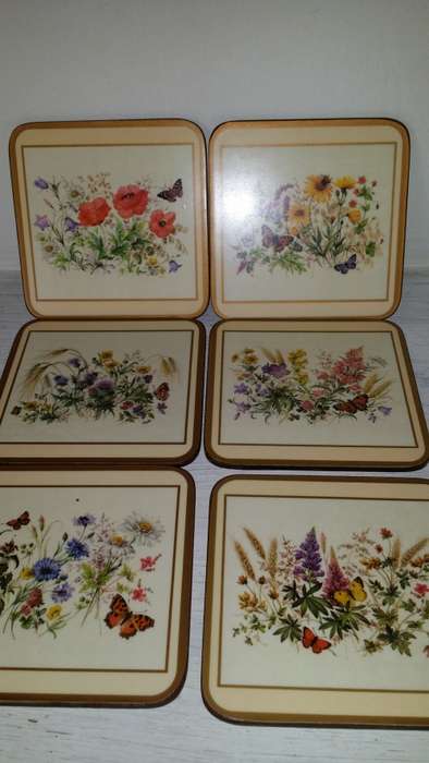 SET OF SIX PIMPERNEL ACRYLIC COASTERS