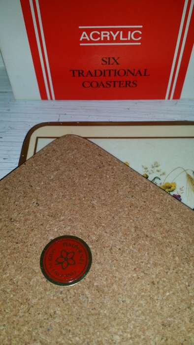SET OF SIX PIMPERNEL ACRYLIC COASTERS