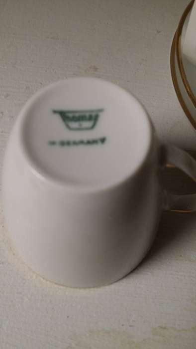 Set of  white and gold - six demitasse cups and six saucers Thomas Germany