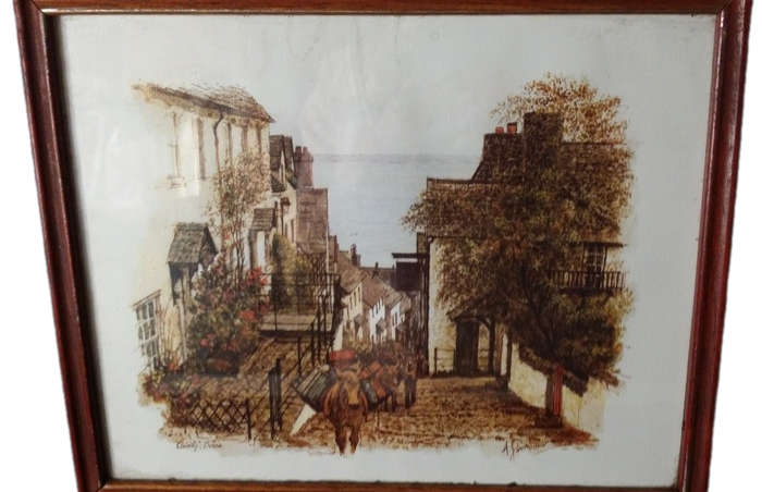Clovelly , Devon Signed picture 22 x 27 cm