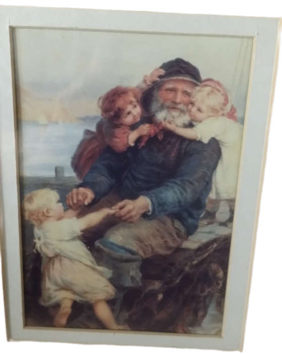 Vintage Print Grandpa with Kids