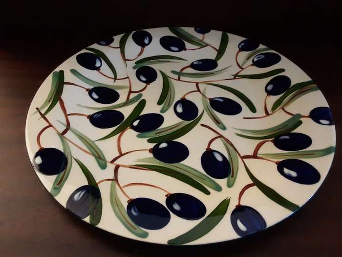 Large Blue cherry Round Serving plate  32 cm