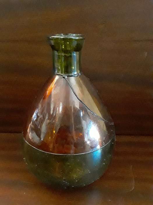 Green multicolour Bottle / vase  15 x 11 cm
