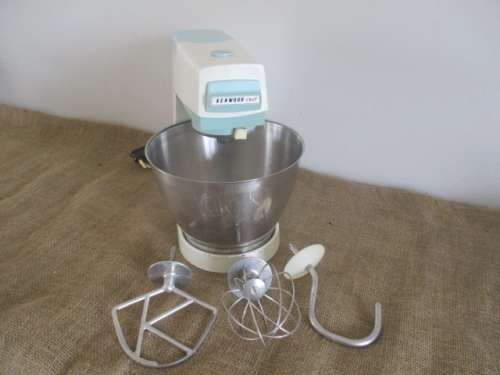 A Vintage A 701 A Kenwood Chef With Original Metal Bowl And Mixing Accessories
