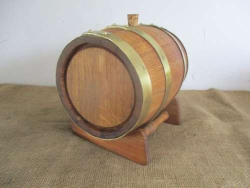 For Isak Bid Only - Beautiful Vintage Oak Wine Barrel With Brass Tap & Straps....
