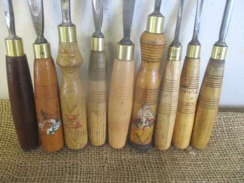 Great Selection Of Nine Nice Vintage Wood Carving Chisels