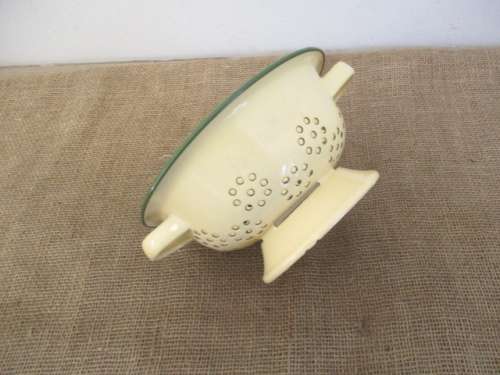 For Lorna`s Bid Only - Beautiful Vintage Old Fashioned Enamel Food Colander/Strainer