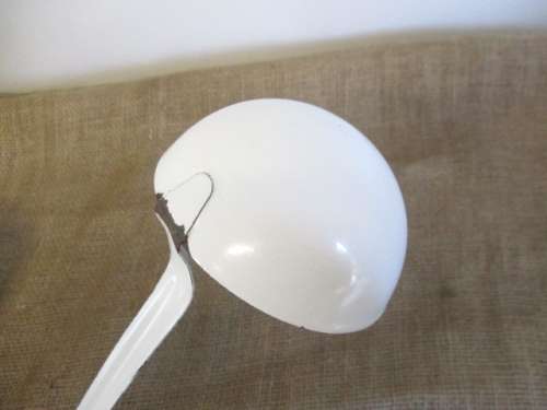 ForLorna`s Bid Only - Two Golden Oldies.....Vintage Enamel Skimmer & Vintage Enamel Soup Ladle