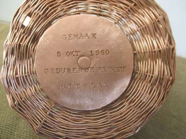 Ultra Rare.......Vintage 1960 Heavy Plaited Copper Basket Used In Voting For Republic Election