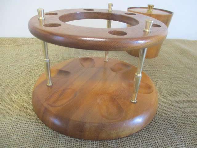 Impressive Vintage KMC Wooden Six Pipe Stand With Six Different Smoking Pipes Plus Extras