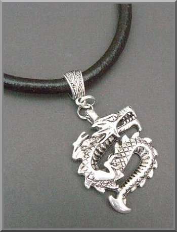 Dragon Pendant on a Black Leather Thong