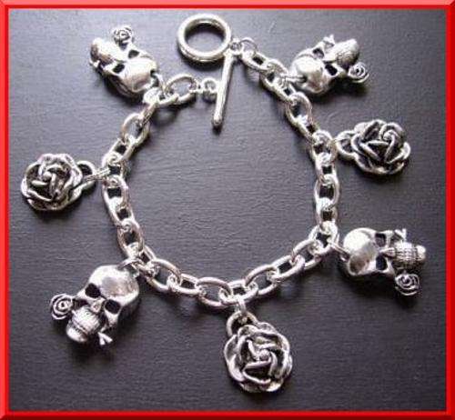 Rose-Skull Charm Bracelet