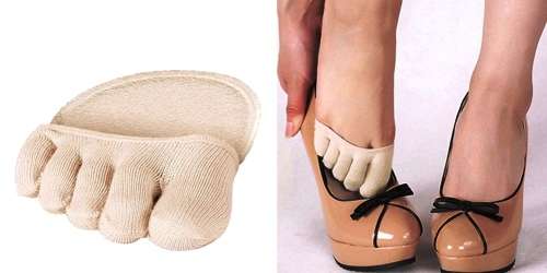 1 Pair Toe Socks with Soft Foot Pad for Comfort and Relief - Beige. Size 4-7 adult