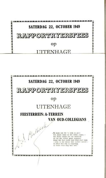 RAPPORTRYERSFEES 1949 PROGRAMME