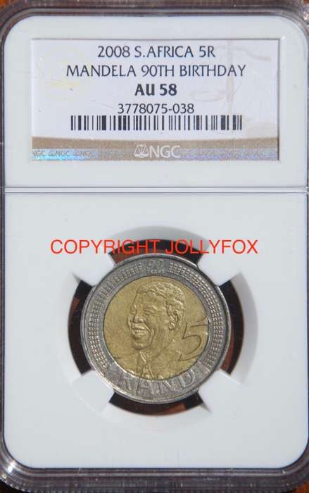 Fantastic Mandela 2008 R5 Set: NGC Graded AU50 to MS67 (EXCEPT AU53 and MS60)