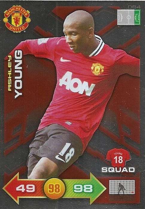 ASHLEY YOUNG - PANINI `MANCHESTER UNITED ADRENALYN XL 2012` - RARE `SPECIAL SQUAD` FOIL CARD 84