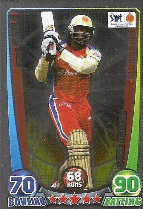 CRICKET ATTAX IPL LEAGUE 2012 - CHRIS GAYLE `STAR PLAYER` FOIL CARD
