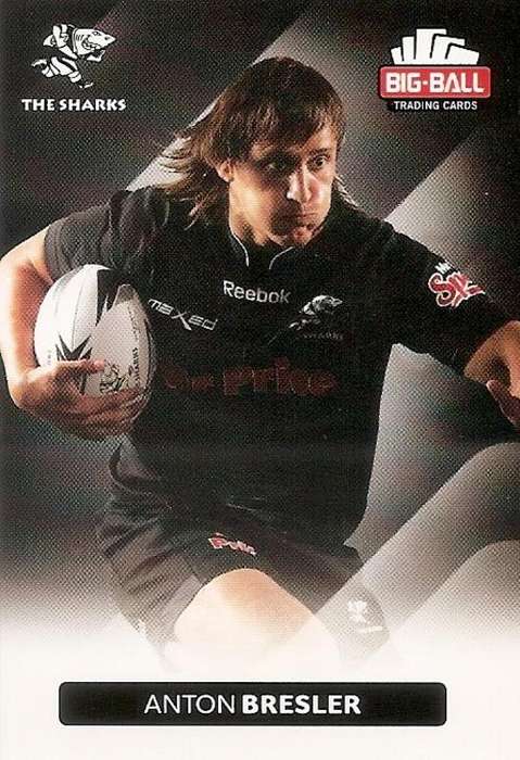 ANTON BRESLER - BIG BALL RUGBY COLLECTION  2012 - THE SHARKS BASE CARD 210