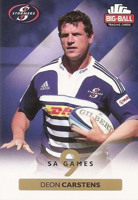 DEON CARSTENS - BIG BALL RUGBY COLLECTION  2012 - THE STORMERS BASE CARD 169