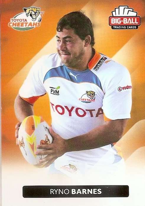 RYNO BARNES - BIG BALL RUGBY COLLECTION  2012 - THE CHEETAHS BASE CARD 93