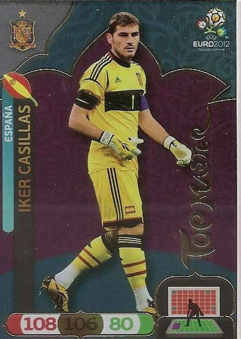 IKER CASILLAS - PANINI ADRENALYN EURO 2012 - GOLD `TOP MASTER` TRADING CARD