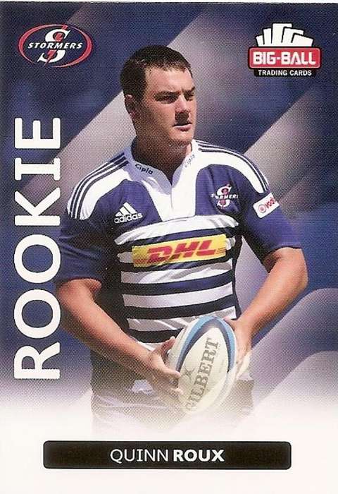 QUINN ROUX - BIG BALL RUGBY COLLECTION  2012 - THE STORMERS `ROOKIE` CARD 190