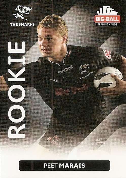 PEET MARAIS - BIG BALL RUGBY COLLECTION  2012 - SHARKS `ROOKIE` CARD 238