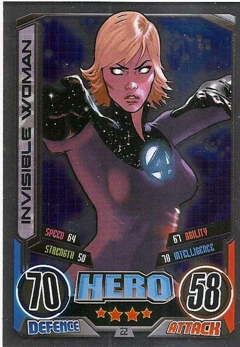 INVISIBLE WOMAN - MARVEL HERO ATTAX II 2012 AVENGERS - "FOIL" TRADING CARD 22