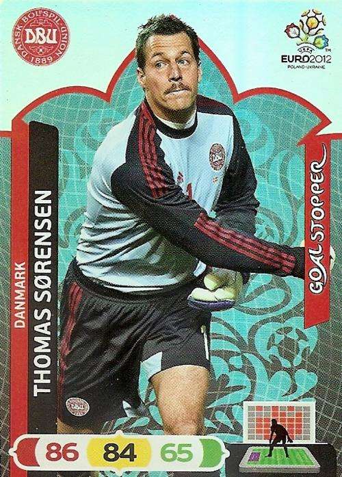 THOMAS SORENSEN - PANINI ADRENALYN EURO 2012 - `GOAL STOPPER` TRADING CARD
