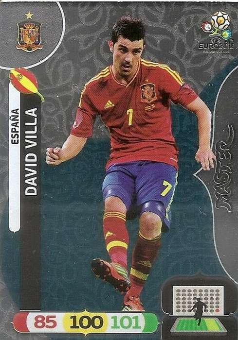DAVID VILLA - PANINI `ADRENALYN EURO 2012` - SILVER FOIL `MASTER` TRADING CARD