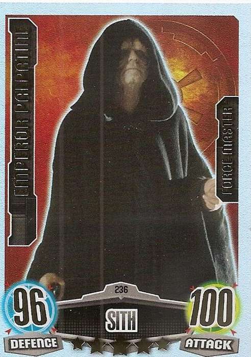 STAR WARS 2012 - FORCE ATTAX MOVIE SERIES - EMPEROR PALPATINE `FORCE MASTER` CARD 236