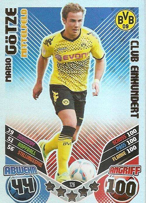 MATCH ATTAX "EXTRA" 2012 "BUNDESLIGA" - MARIO GOTZE "CLUB 100" CARD