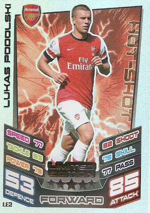 MATCH ATTAX 2012/2013 - LUKAS PODOLSKI `LIMITED EDITION` CARD LE2
