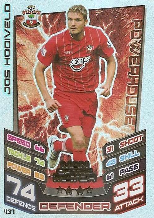 MATCH ATTAX 2012/2013 - JOS HOOIVELD `MAN of the MATCH` CARD