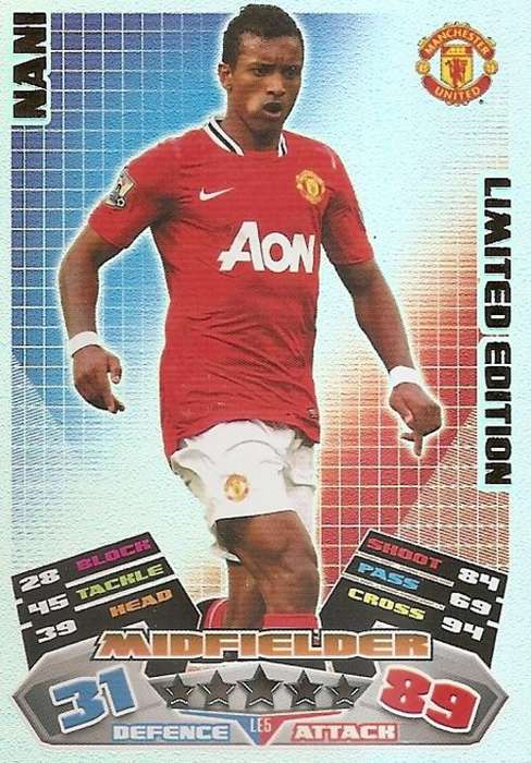 NANI - TOPPS MATCH ATTAX `EXTRA` 2011/2012 -  VERY RARE `LIMITED EDITION` TRADING CARD