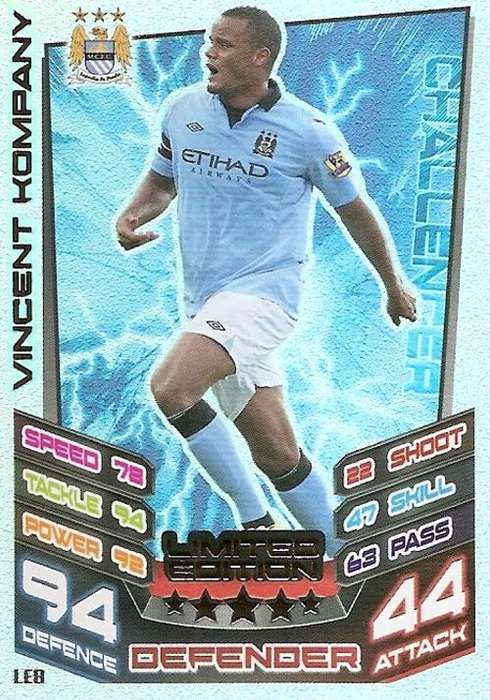 MATCH ATTAX 2012/2013 - VINCENT KOMPANY `ULTRA RARE`  `LIMITED EDITION` CARD LE8