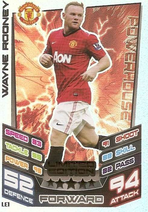 MATCH ATTAX 2012/2013 - WAYNE ROONEY  `LIMITED EDITION` CARD LE1