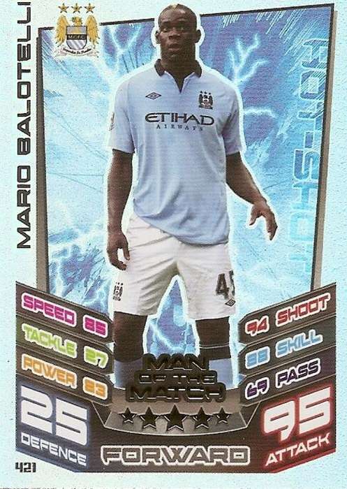 MATCH ATTAX 2012/2013 - MARIO BALOTELLI `MAN of the MATCH` CARD 421