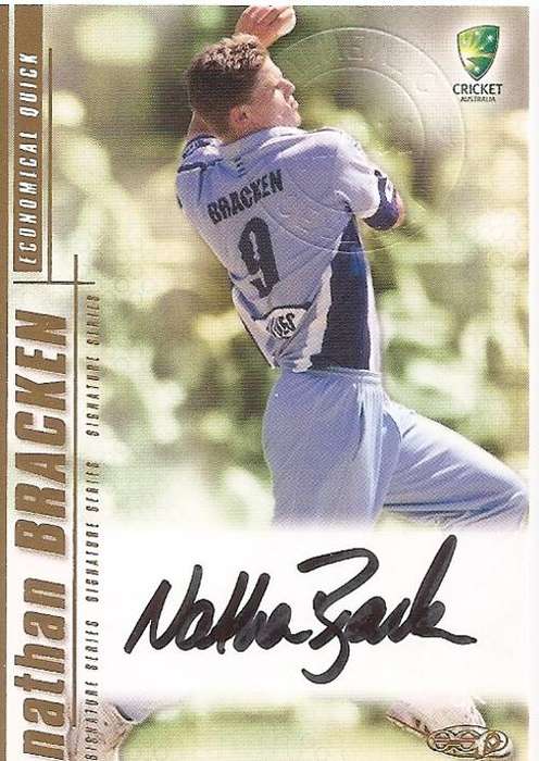 NATHAN BRAKEN - AUSTRALIA "CRICKET" 2003/04 COLLECTION - "ULTRA RARE" "SIGNATURE" CARD SS09 1 of 1